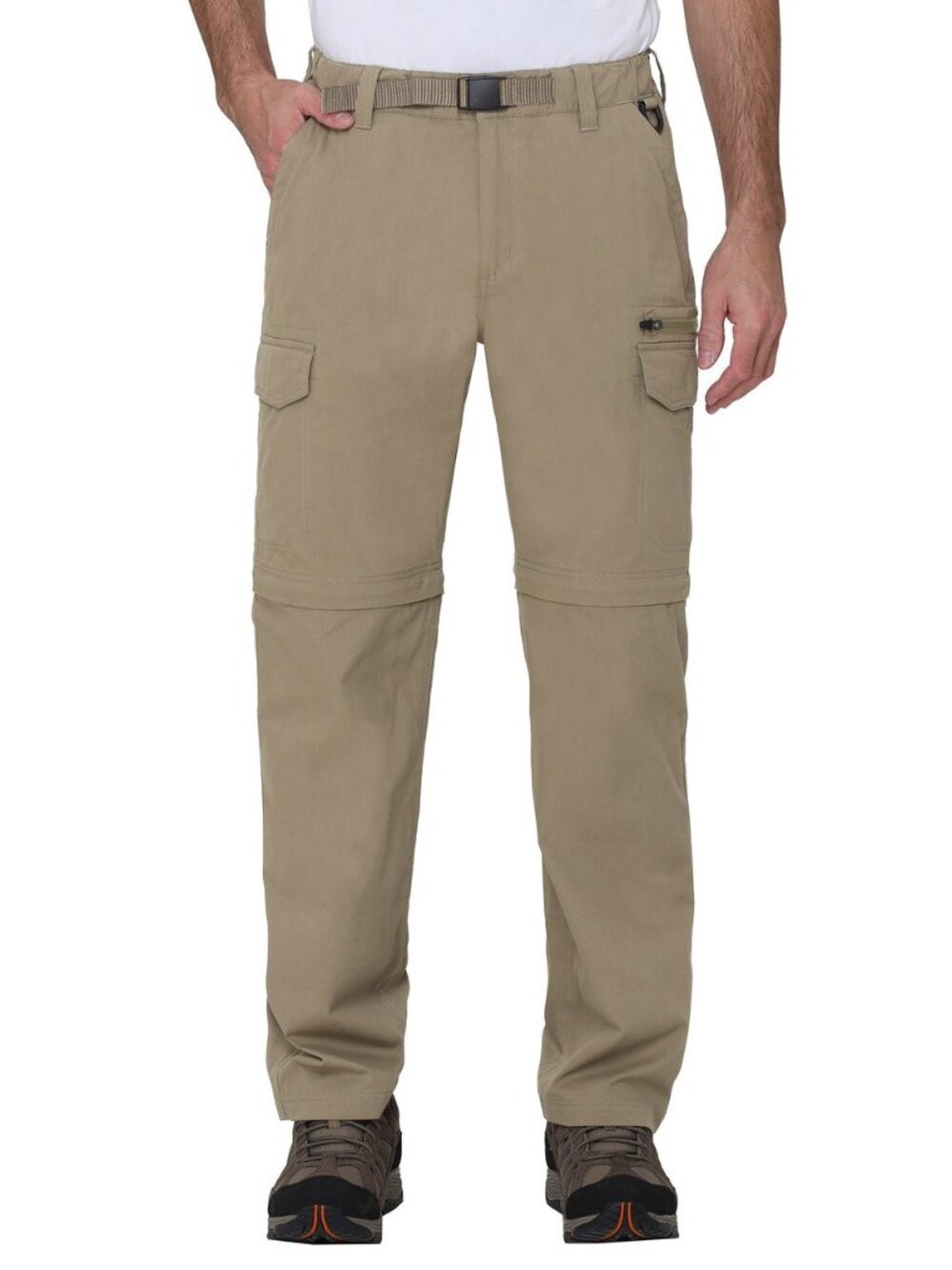 BC Clothing Men's Convertible Pants Hiking Cargo Stretch Belted TAN XL x 30, NWT
